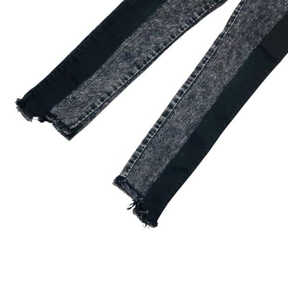 H&m Black Washed Out Denim Treggings with Side Stripe - Picture 3 of 4